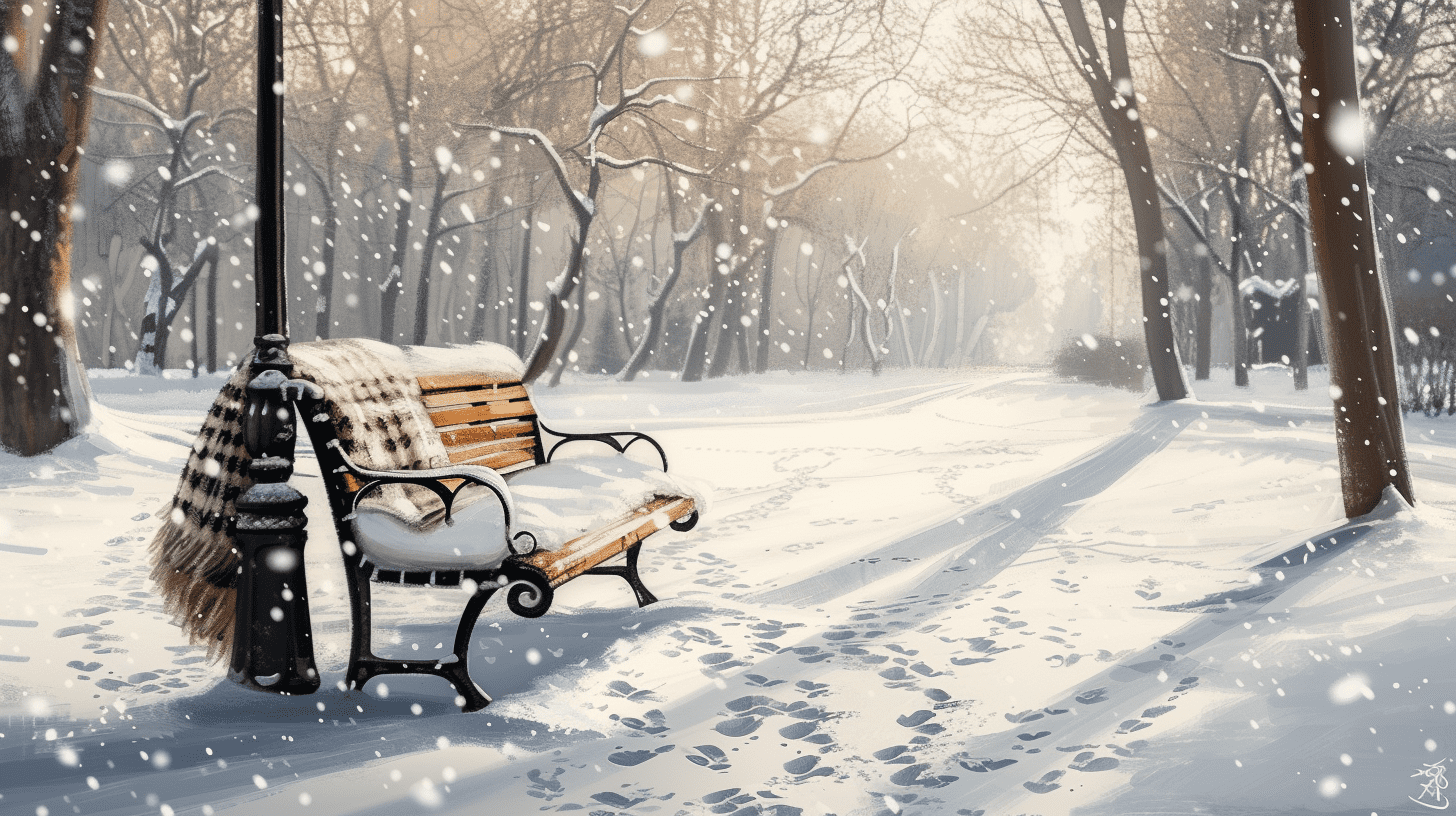 winter scene in park romance writing prompt image