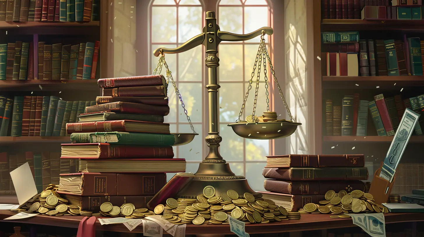 Scales with books and money